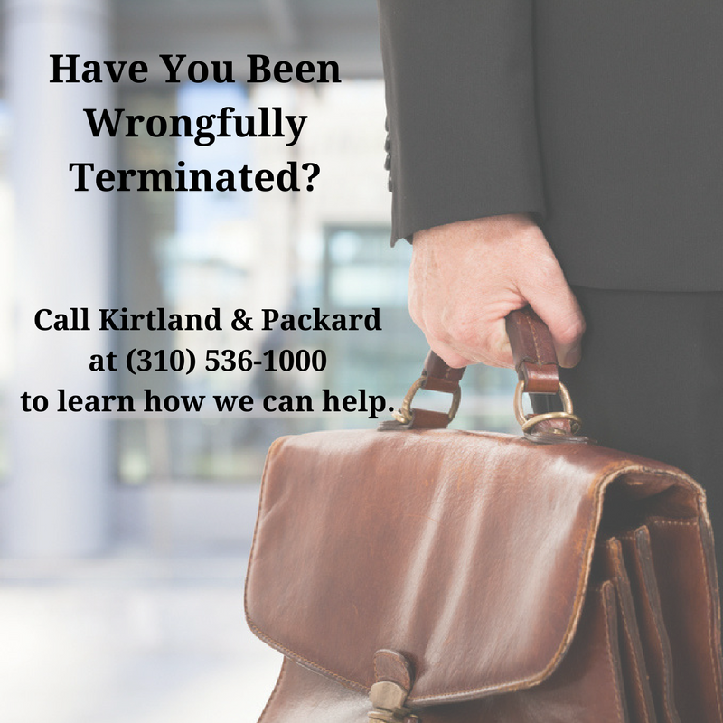 Have you been terminated from your job illegally? call 310-536-1000 for a free consultation with the award-winning South Bay employment law attorneys at Kirtland & Packard, LLP